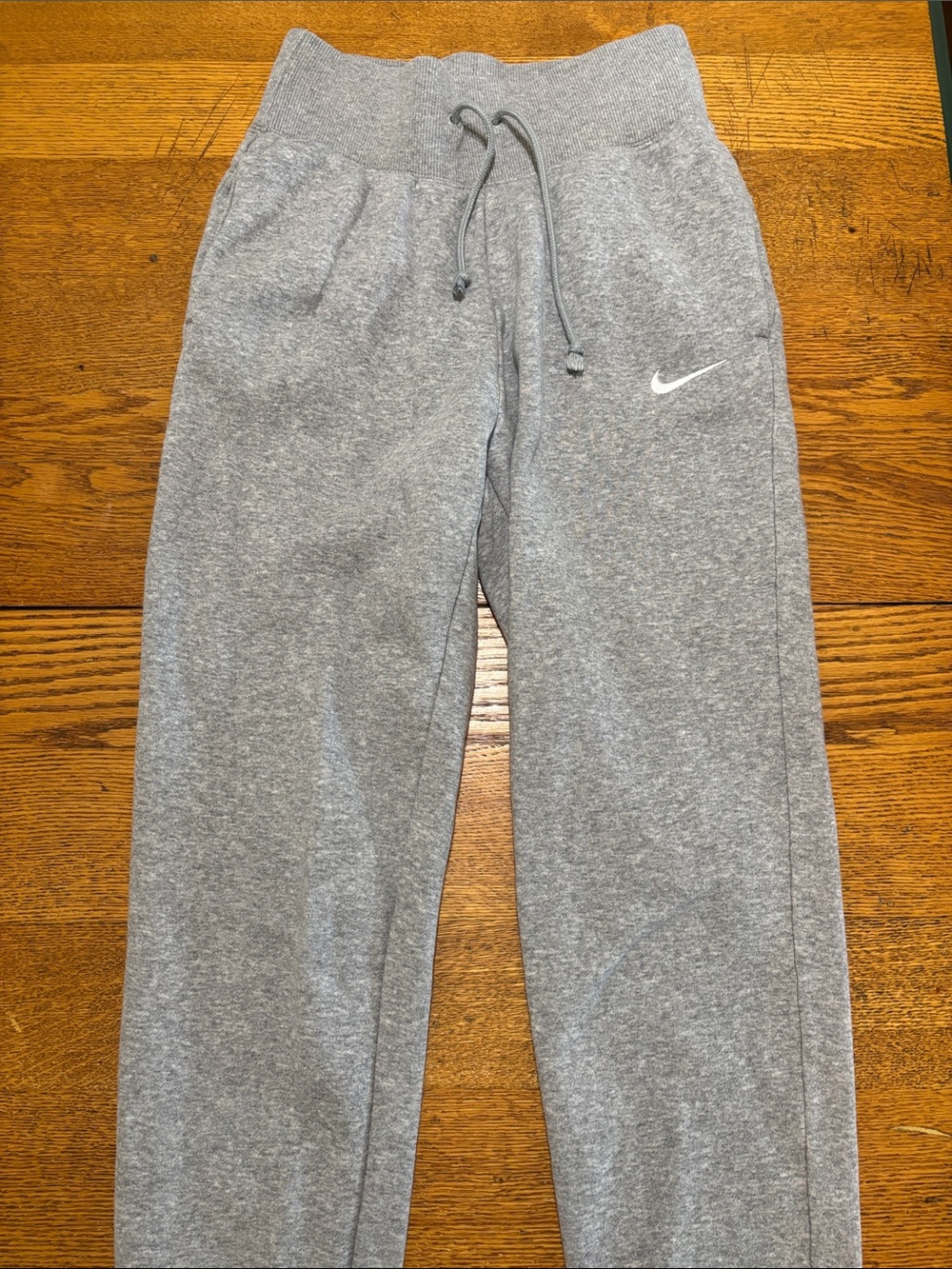 Nike Gray Heather Kids Jogger Sweatpants with White Swoosh